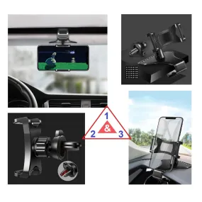 3 in 1 Car GPS Smartphone Holder: Dashboard / Visor Clamp   AC Grid Clip for Zopo Speed 7C (2016) - Black