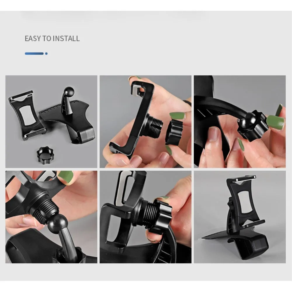 3 in 1 Car GPS Smartphone Holder: Dashboard / Visor Clamp   AC Grid Clip for Zopo Speed 7C (2016) - Black