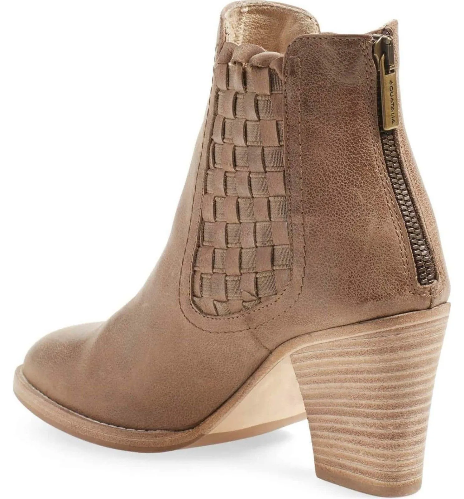 Aquatalia Frannie Leather Bootie Ankle Boots Womens Short Chelsea Boots Size 6 Tan
