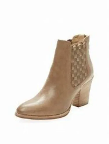 Aquatalia Frannie Leather Bootie Ankle Boots Womens Short Chelsea Boots Size 6 Tan