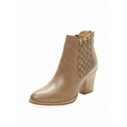 Aquatalia Frannie Leather Bootie Ankle Boots Womens Short Chelsea Boots Size 6 Tan
