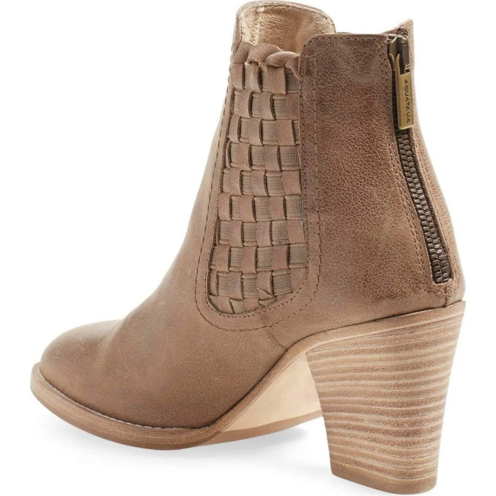 Aquatalia Frannie Leather Bootie Ankle Boots Womens Short Chelsea Boots Size 6 Tan