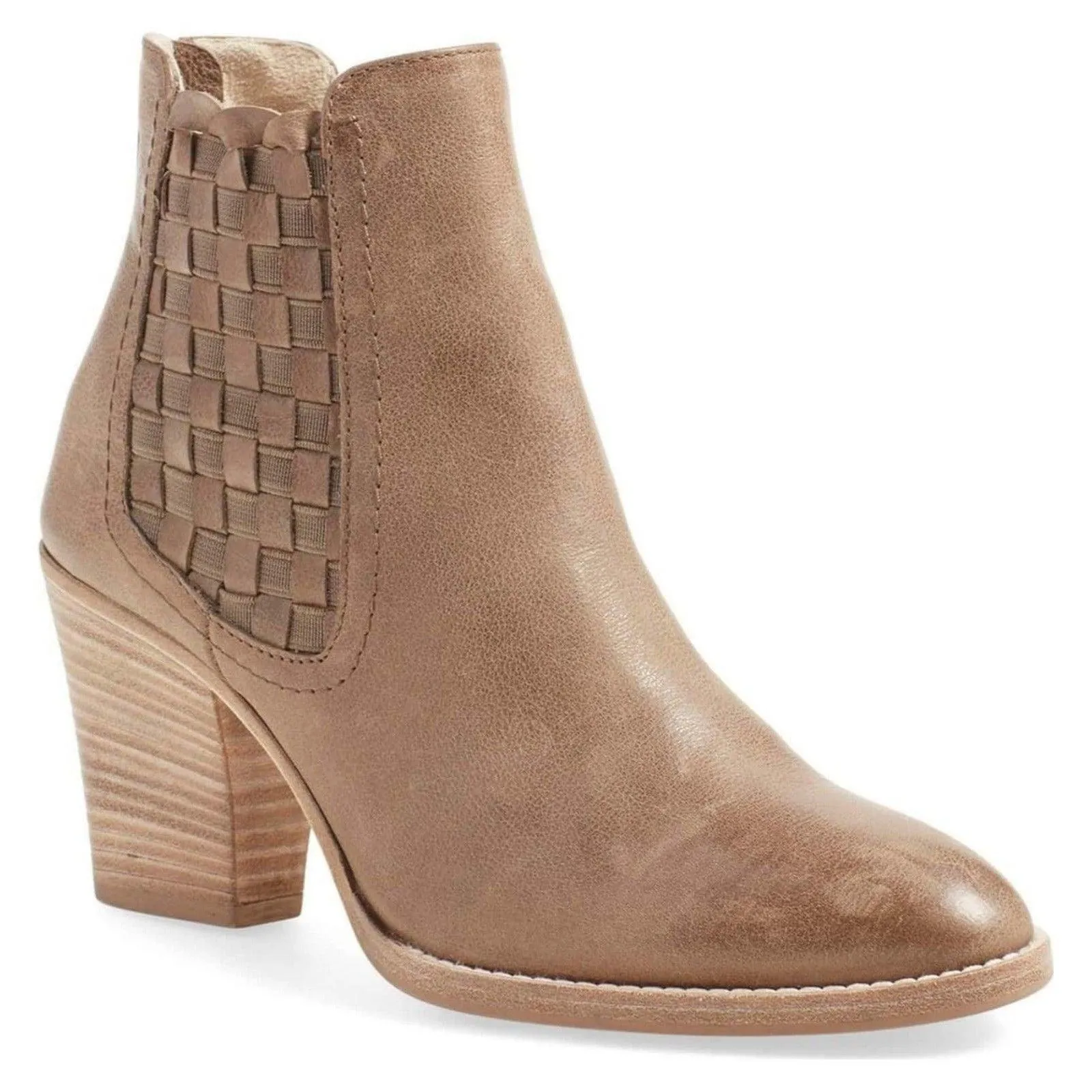 Aquatalia Frannie Leather Bootie Ankle Boots Womens Short Chelsea Boots Size 6 Tan