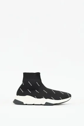 Black & White Monogram Speed Knit Sneaker