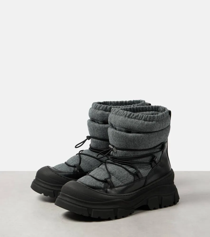 Brunello Cucinelli Leather-trimmed snow boots