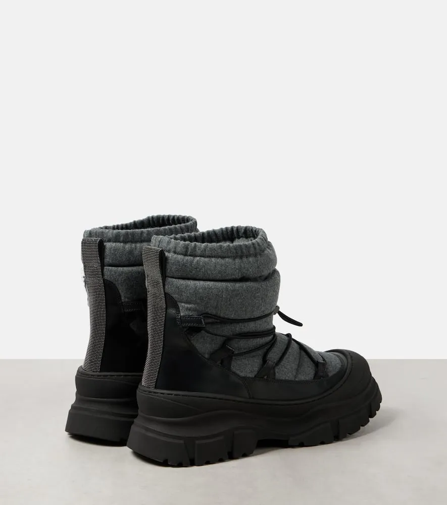 Brunello Cucinelli Leather-trimmed snow boots