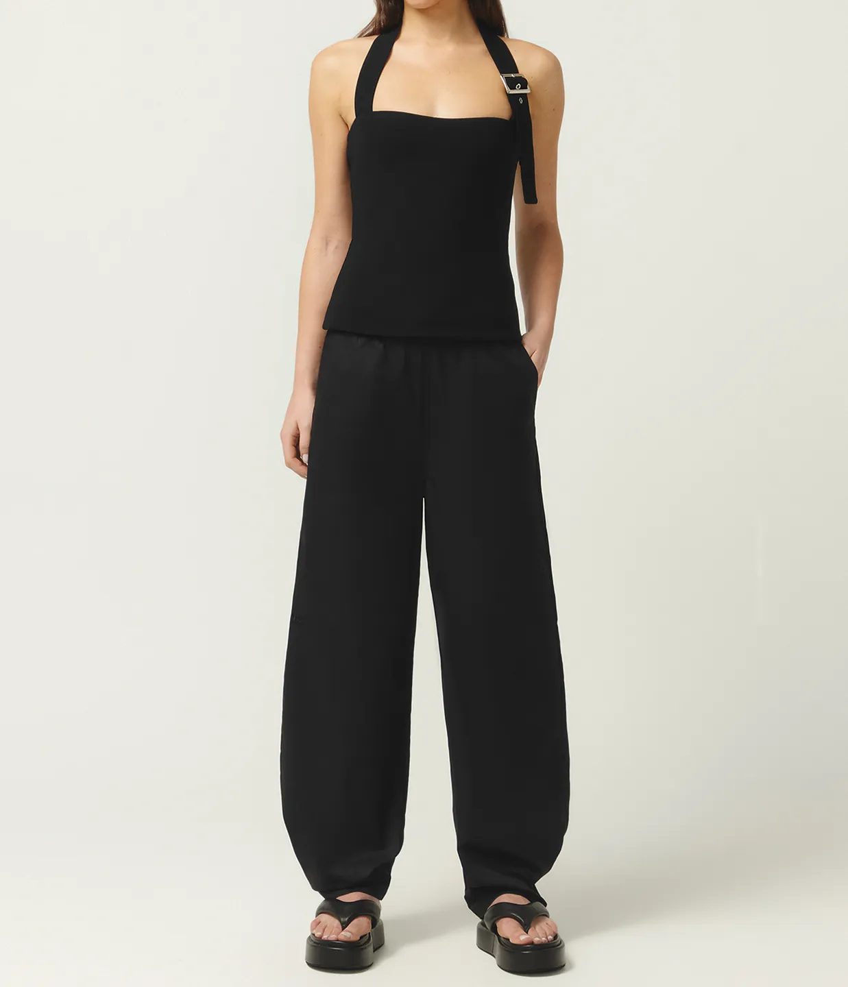 Buckle Halter Top in Black