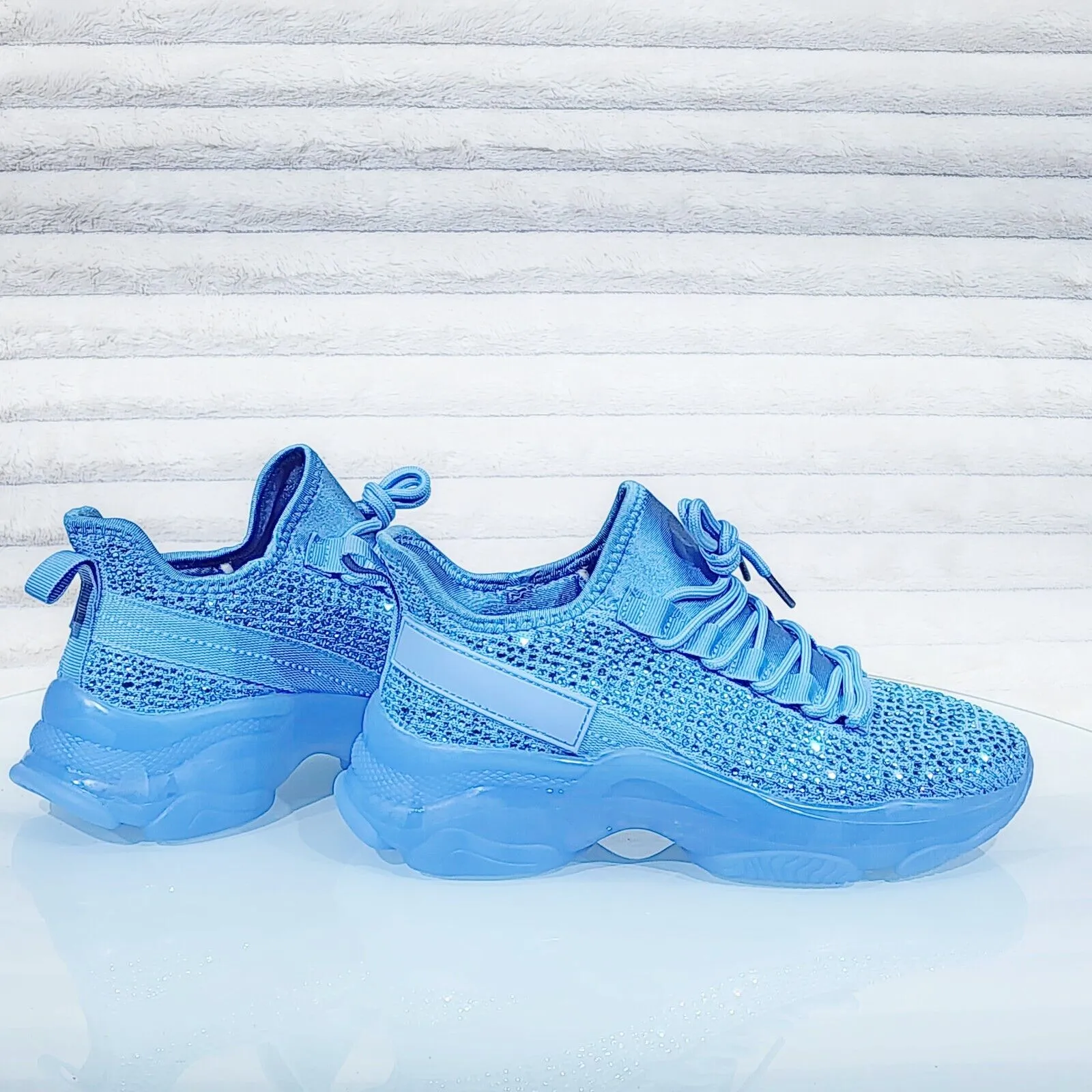 Frey Blue Jelly Sole Slip On Pull Tie Comfy Running Shoes Sneakers