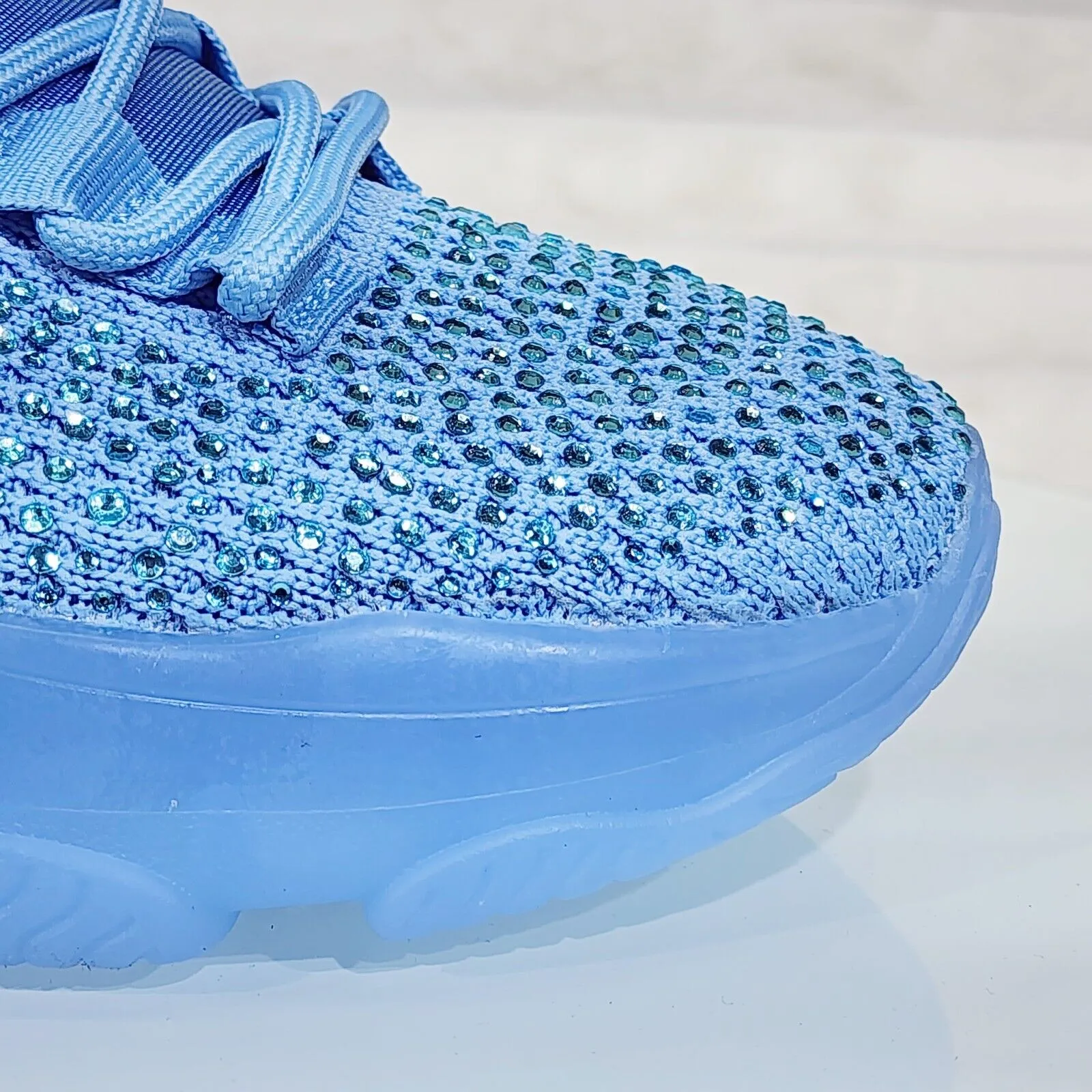 Frey Blue Jelly Sole Slip On Pull Tie Comfy Running Shoes Sneakers