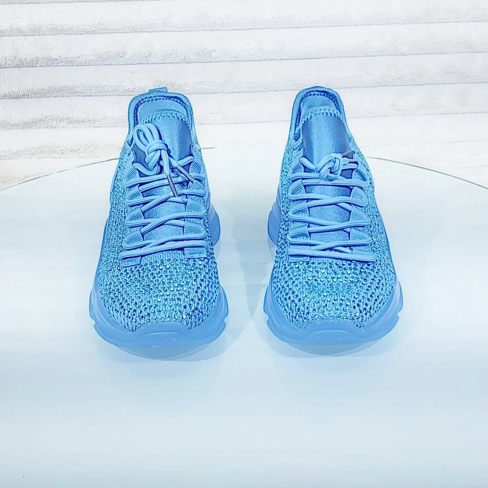 Frey Blue Jelly Sole Slip On Pull Tie Comfy Running Shoes Sneakers