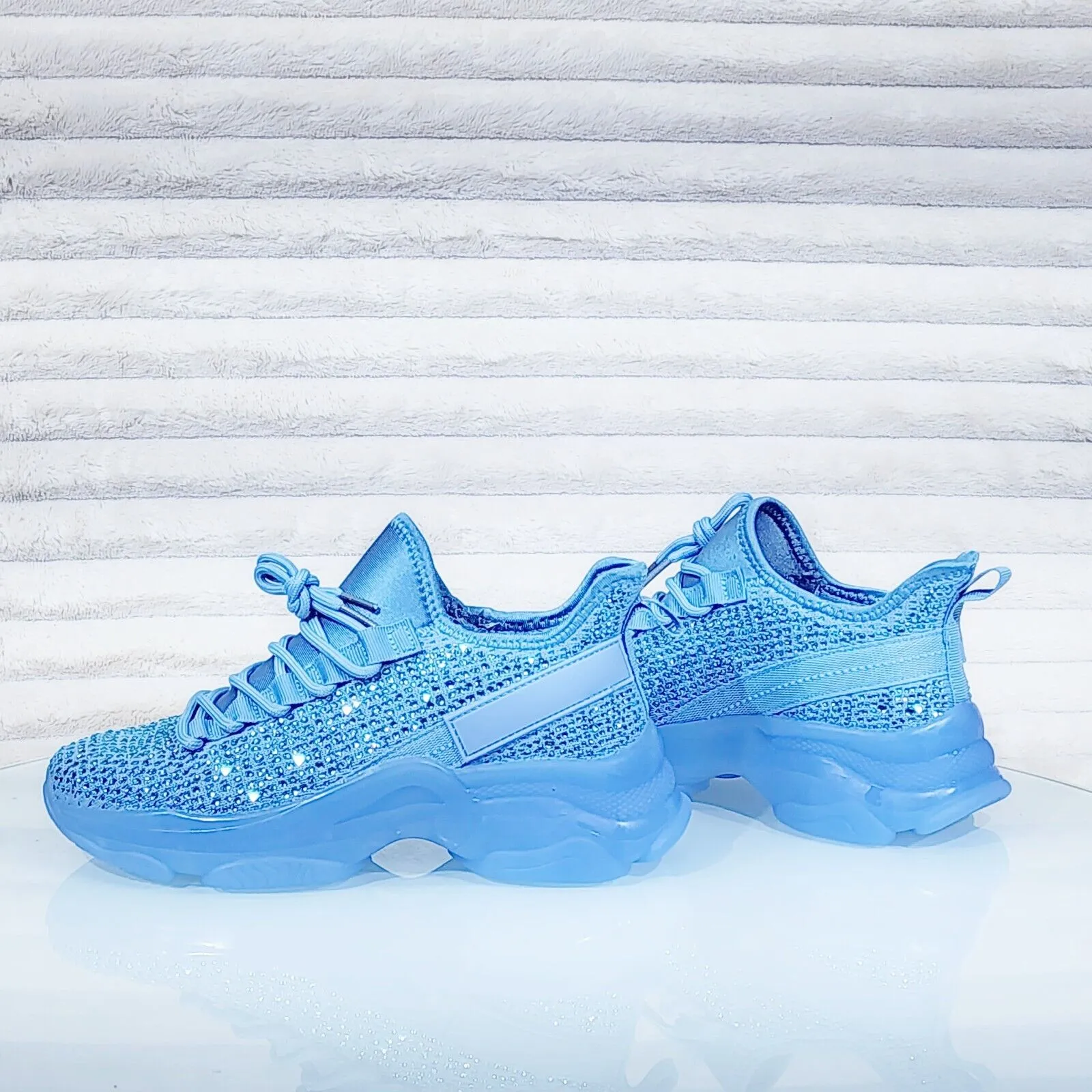 Frey Blue Jelly Sole Slip On Pull Tie Comfy Running Shoes Sneakers