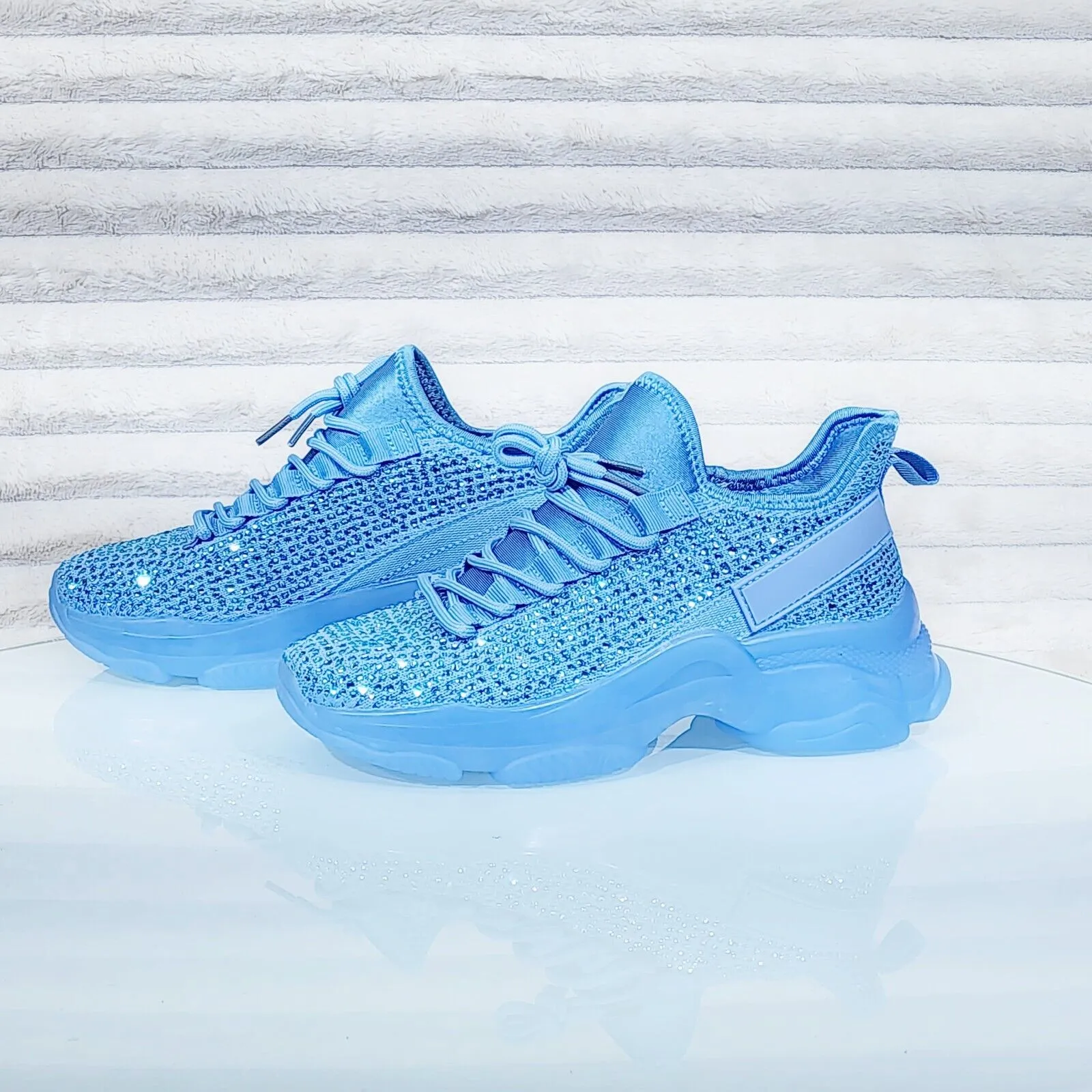 Frey Blue Jelly Sole Slip On Pull Tie Comfy Running Shoes Sneakers