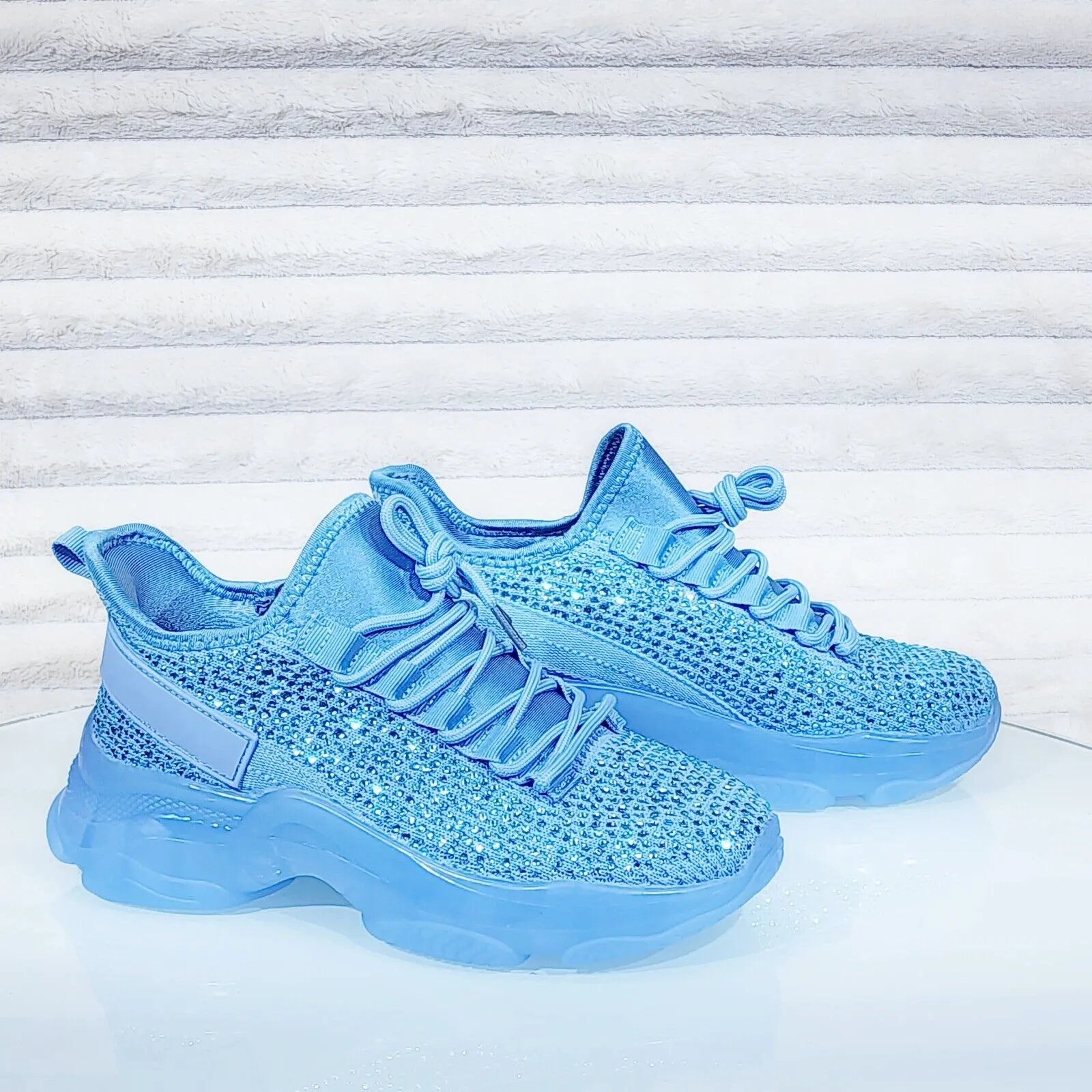 Frey Blue Jelly Sole Slip On Pull Tie Comfy Running Shoes Sneakers