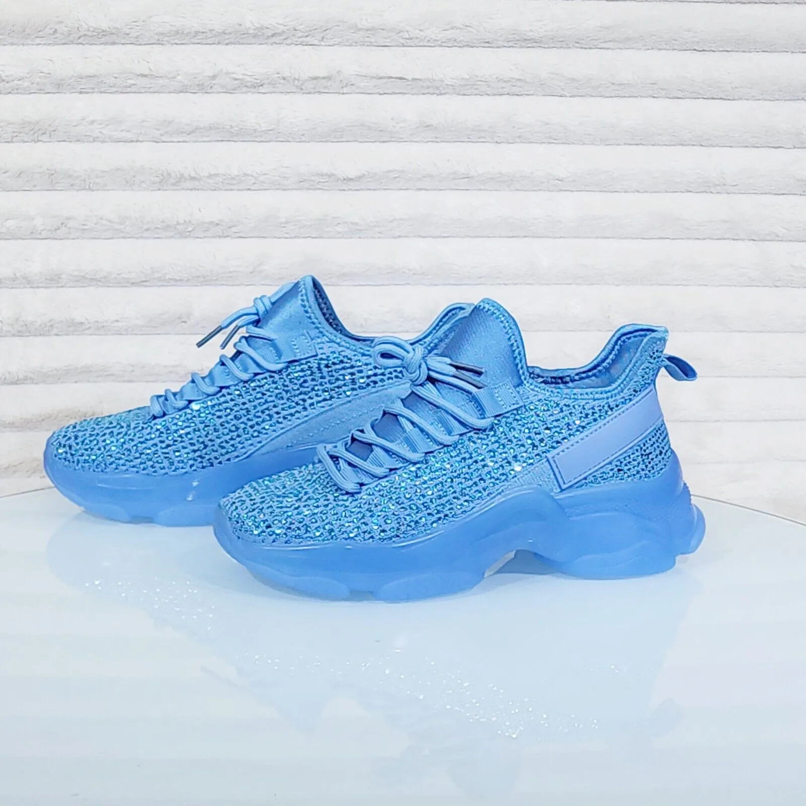 Frey Blue Jelly Sole Slip On Pull Tie Comfy Running Shoes Sneakers