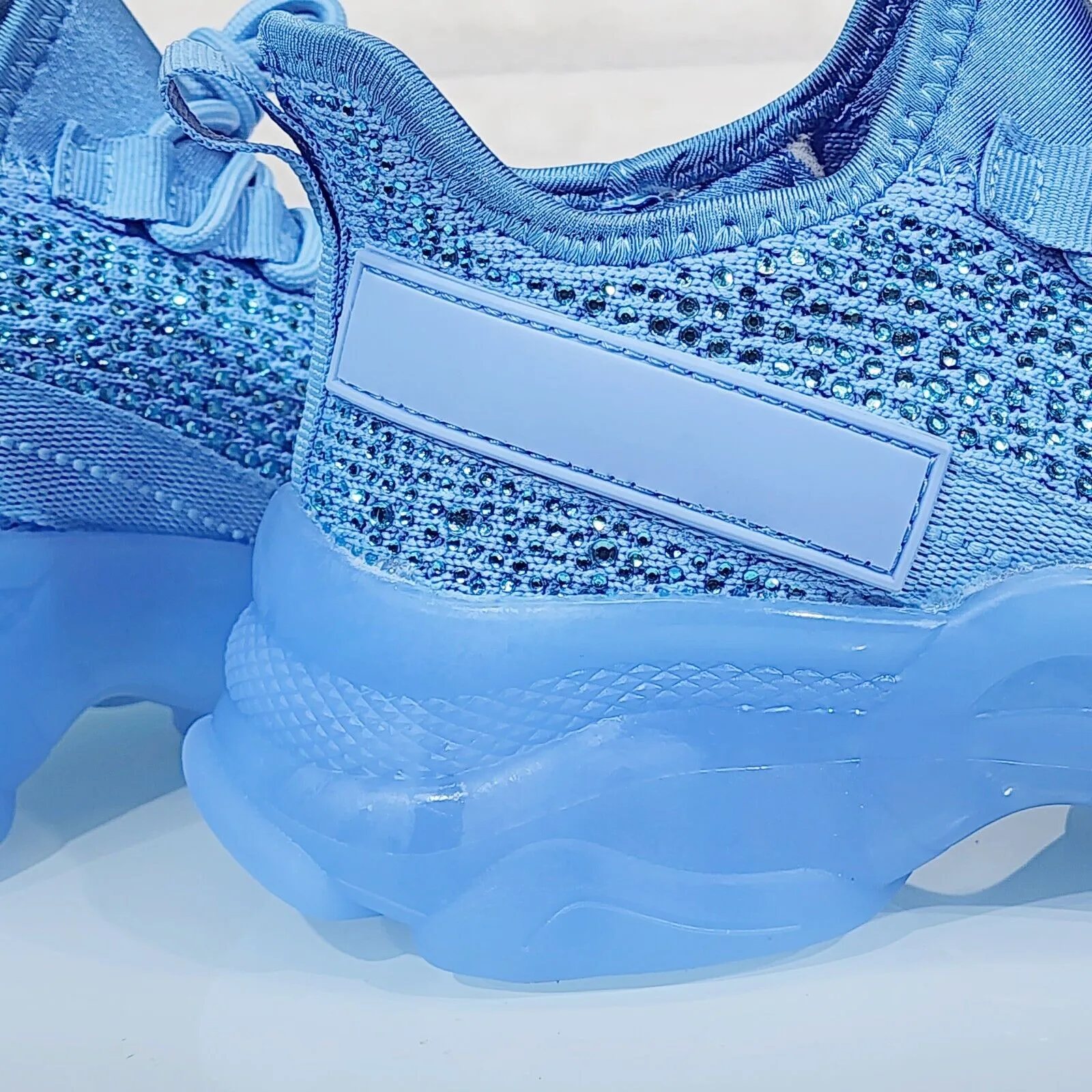 Frey Blue Jelly Sole Slip On Pull Tie Comfy Running Shoes Sneakers