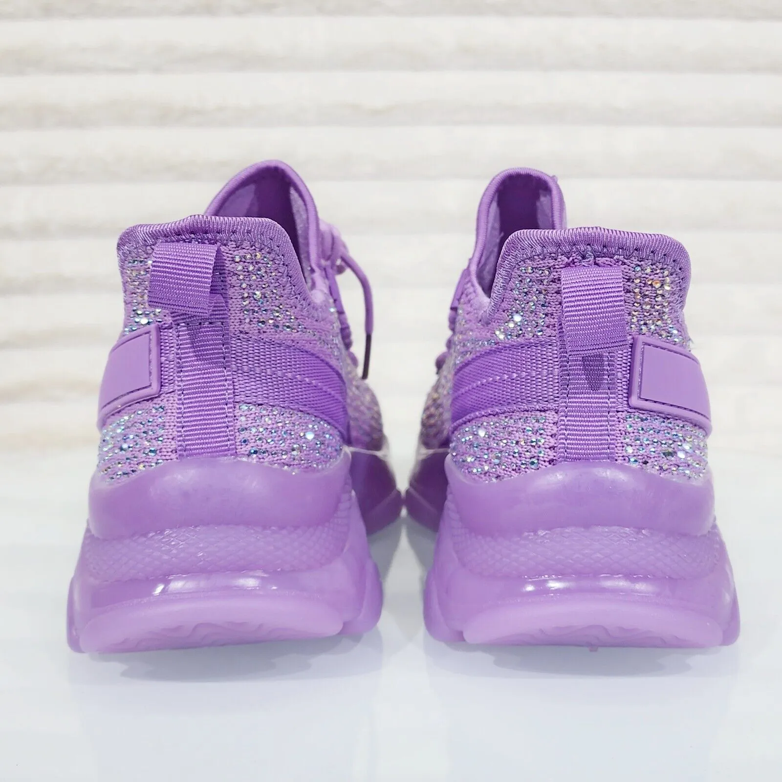 Frey Purple Jelly Sole Slip On Pull Tie Comfy Running Shoes Sneakers