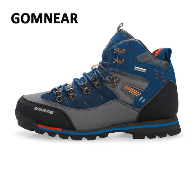 GOMNEAR High Top Men Hiking Shoes Waterproof leather Shoes Climbing & Fishing Shoes New popular Outdoor shoes Tekking Boots