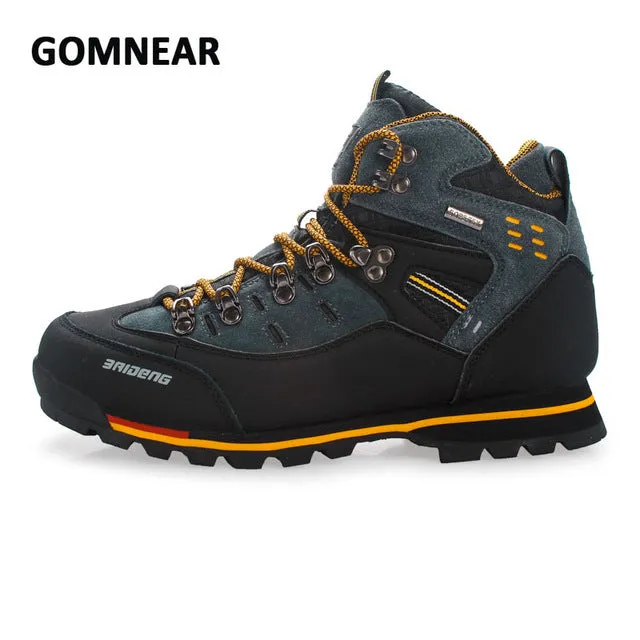 GOMNEAR High Top Men Hiking Shoes Waterproof leather Shoes Climbing & Fishing Shoes New popular Outdoor shoes Tekking Boots