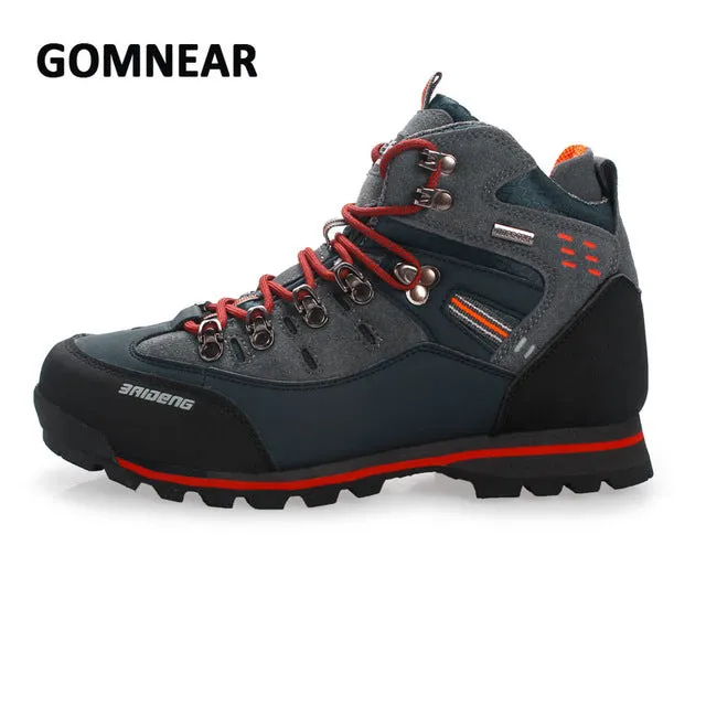 GOMNEAR High Top Men Hiking Shoes Waterproof leather Shoes Climbing & Fishing Shoes New popular Outdoor shoes Tekking Boots
